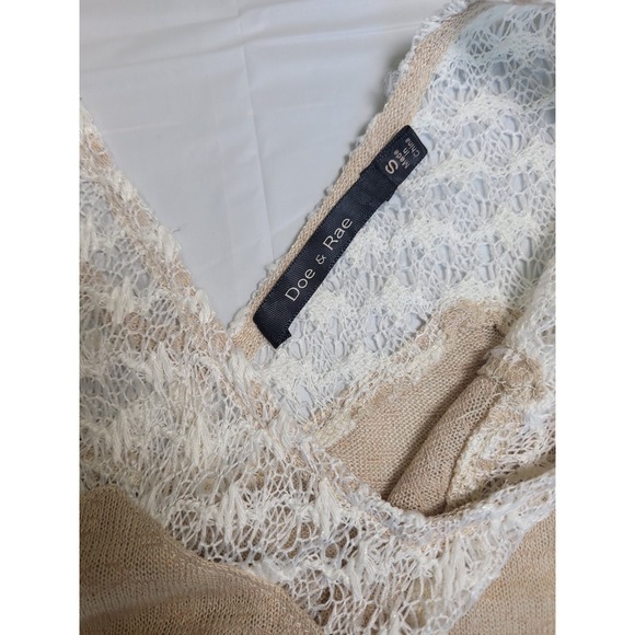 Womens Doe & Rae sleeveless‎ blouse tan & white, size small - Picture 2 of 5